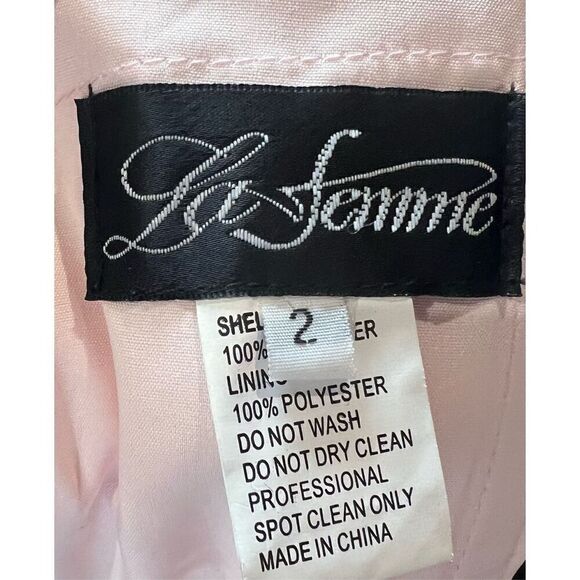 La Femme 29205 Floral Embroidered A-line Gown in Pink & Gray NWOT Size 2 - Picture 7 of 7